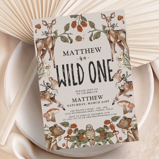 Convite Primeiro aniversario de Animais Selvagens de Flore (Criador carregado)