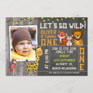 Convite primeiro aniversario de Animais Selvagens Safari