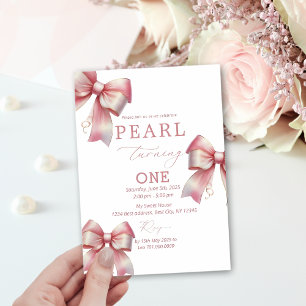 Convite Primeiro aniversario de Aquarela de Arco Rosa