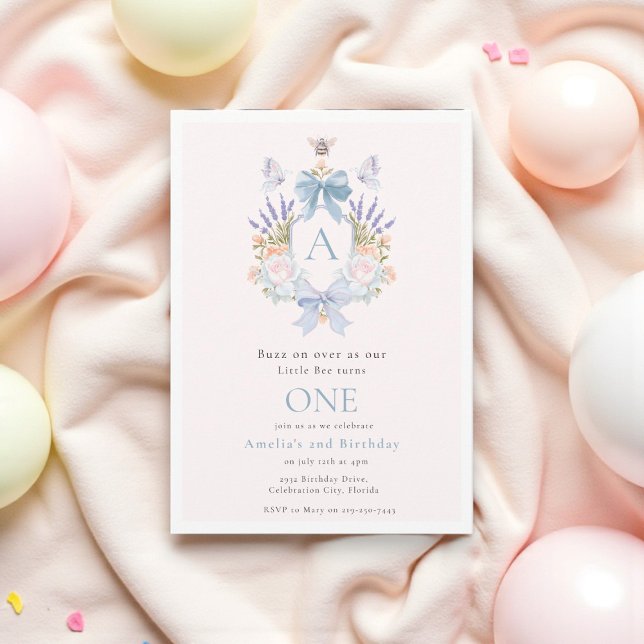 Convite Primeiro aniversario de Aquarela Floral Whimsical (Criador carregado)