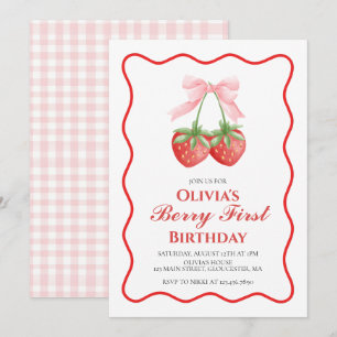 Convite Primeiro aniversario de Arco rosa Berry First Stra