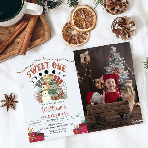 Convite Primeiro aniversario de Árvore de Natal de Boho Sn