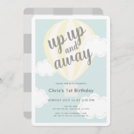 Convite Primeiro aniversario de balão de ar quente amarelo