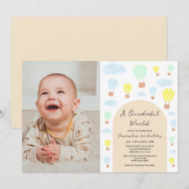 Convite Primeiro aniversario de Balão de Ar Quente do Mund