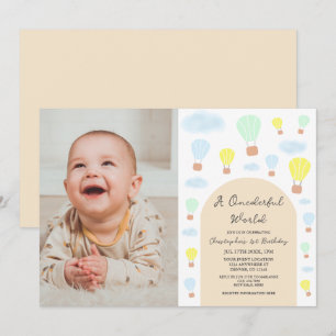 Convite Primeiro aniversario de Balão de Ar Quente do Mund