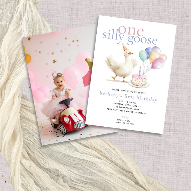 Convite Primeiro aniversario de Balões de Fotografia de Ga (Front and back view - add your photo)