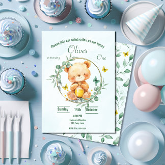 Convite Primeiro aniversario de Bear Bonito Verde
