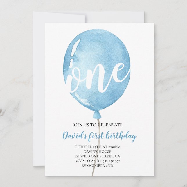 Convite Primeiro aniversario de Bebê Balão (Frente)