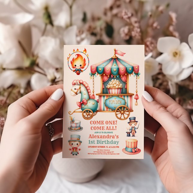 Convite Primeiro aniversario de bebê do carnaval vermelho  (Criador carregado)