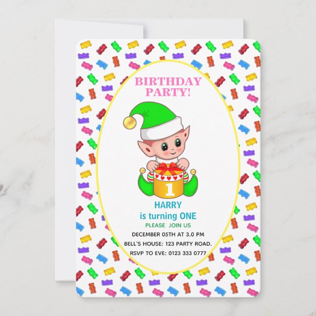 Convite Primeiro Aniversário de Bebê Fofo (Frente)