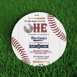 Convite Primeiro aniversario de beisebol para rapazes