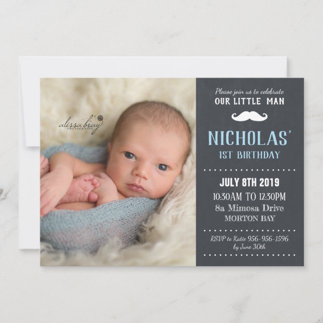 Convite primeiro aniversario de bigode (Frente)