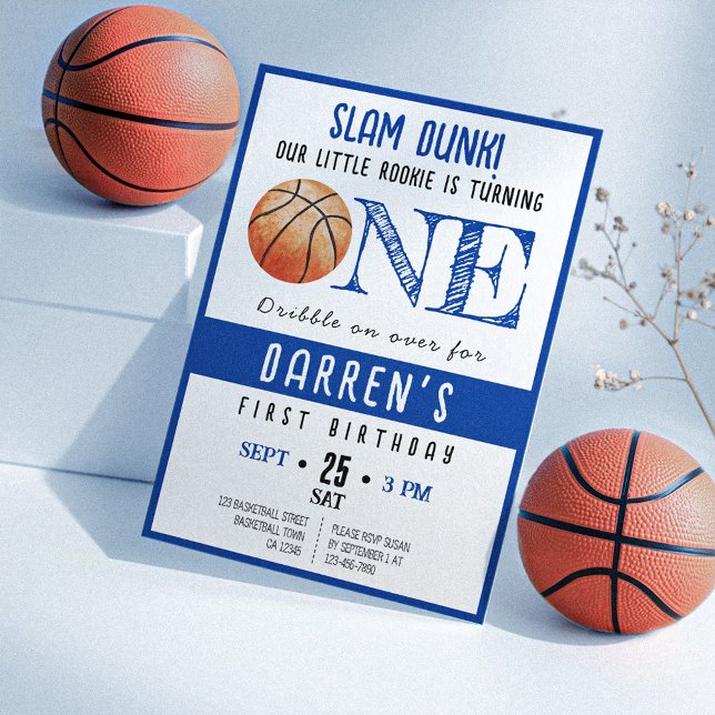 Convite Primeiro aniversario de Biscoito de Basquete de Co (Criador carregado)