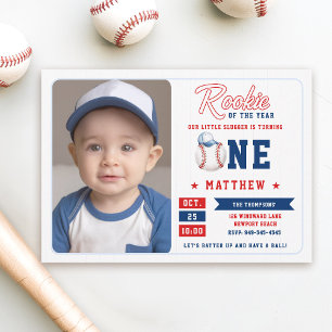 Convite Primeiro aniversario de Boné de Baseball Rookie St