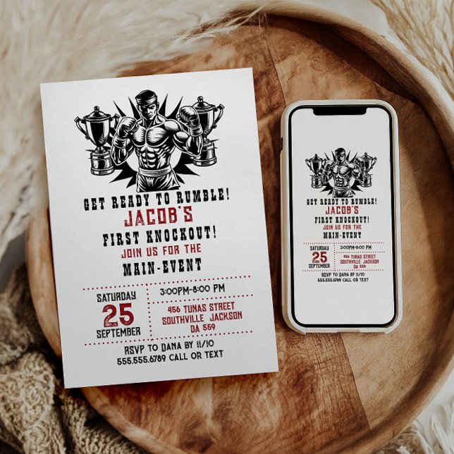 Convite Primeiro aniversário de Boxing em Boxout (Criador carregado)