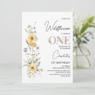 Convite Primeiro aniversario de Buquês de flores amarelas