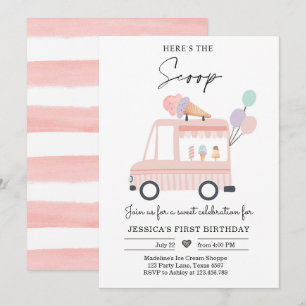 Convite primeiro aniversario de Caminhão do sorvete Convi