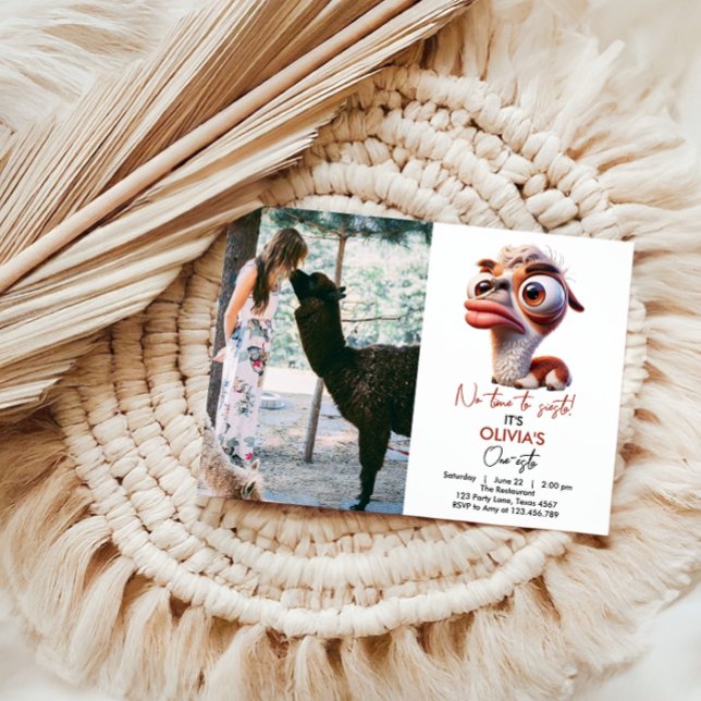 Convite Primeiro aniversario de Caricatura Engraçado Llama (Criador carregado)