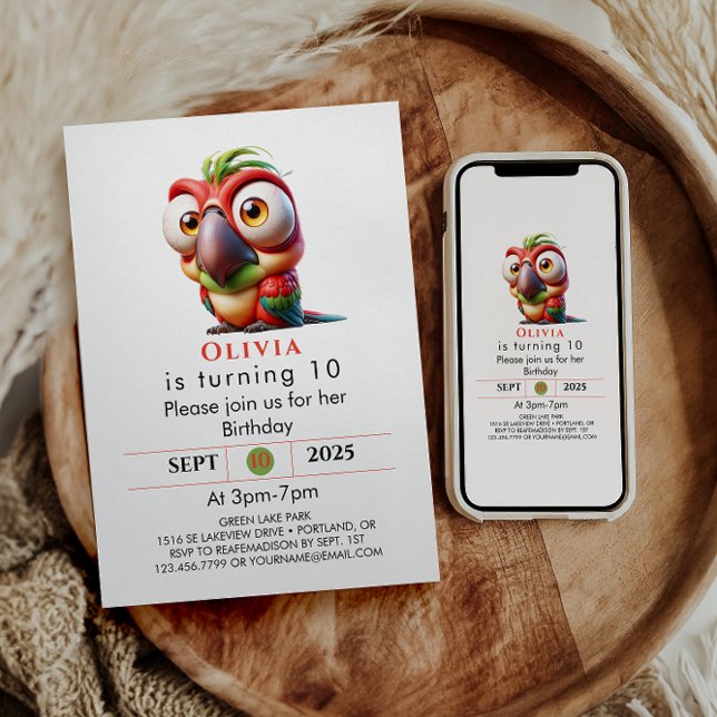 Convite Primeiro aniversario de Caricaturas de Papagaio Má (Criador carregado)