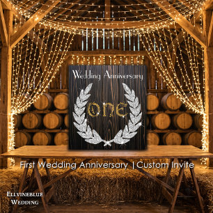 Convite Primeiro Aniversário de Casamento Madeira Rústic