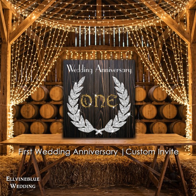 Convite Primeiro Aniversário de Casamento | Madeira Rústic (Criador carregado)