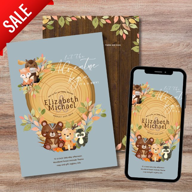 Convite Primeiro aniversario de Chá de Bebê de Animais da  (Criador carregado)