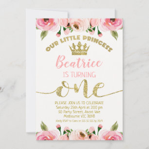 Convite Primeiro aniversario de Coroa da Princesa com Glus