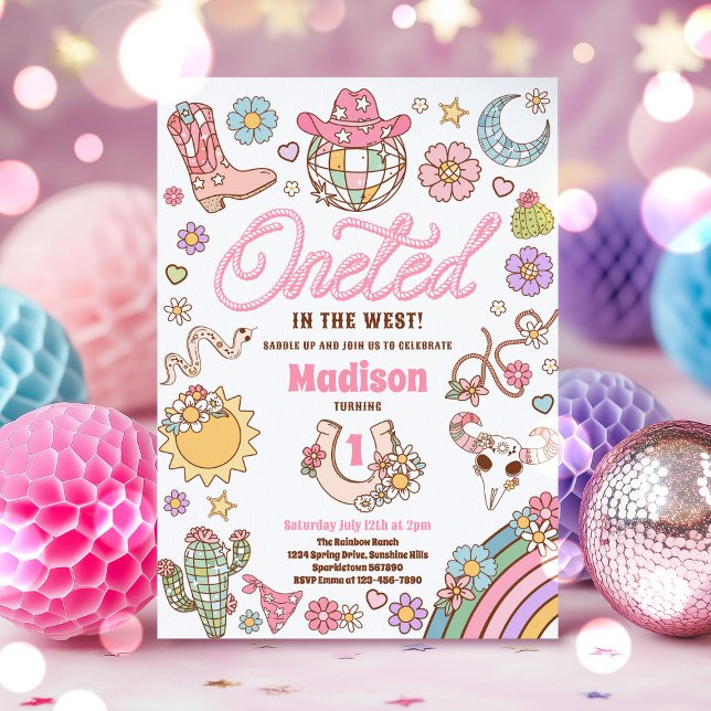 Convite Primeiro aniversario De Cowgirl No Partido Ocident (Criador carregado)