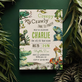 Convite Primeiro aniversario de Crianças Répteis
