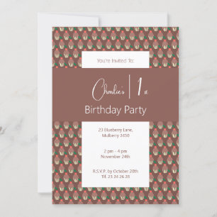 Convite primeiro aniversario de Cupcake de Chocolate Escur