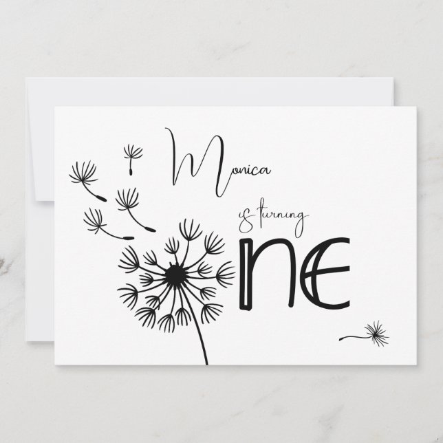 Convite Primeiro aniversário de Dandelion (Frente)