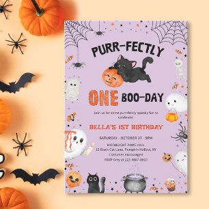 Convite Primeiro aniversario de Dia das Bruxas Purr-Fez
