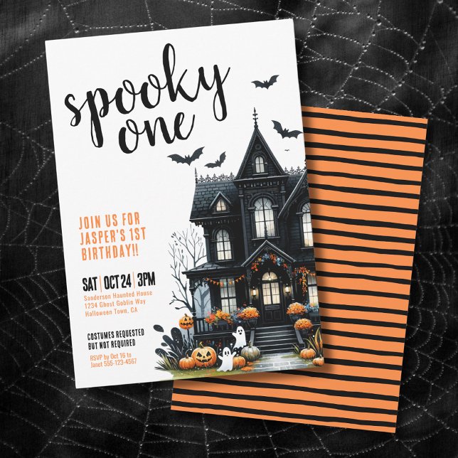 Convite Primeiro aniversario de Dia das Bruxas Spooky One (Spooky One Halloween 1st Birthday Party Invitation)