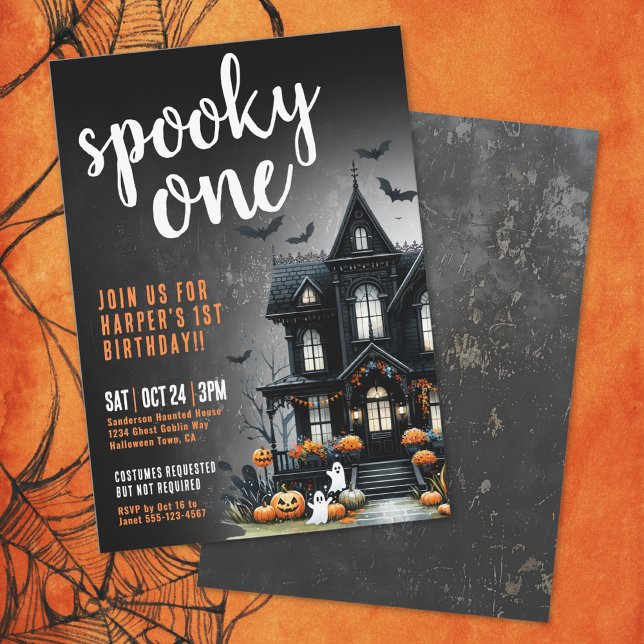 Convite Primeiro aniversario de Dia das Bruxas Spooky One (Spooky One Halloween 1st Birthday Invitation)