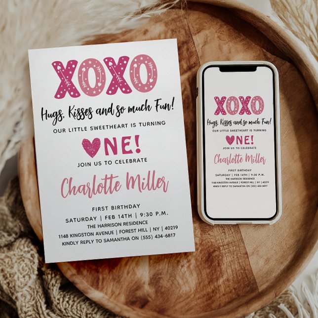 Convite Primeiro aniversario de Dia de os namorados de Hug (Criador carregado)