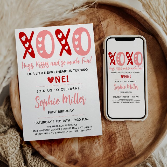 Convite Primeiro aniversario de Dia de os namorados de Hug (Criador carregado)