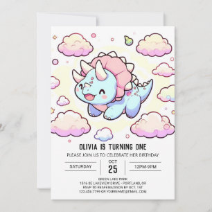 Convite Primeiro aniversario de dinossauro Adorável