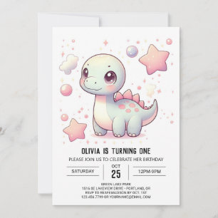 Convite Primeiro aniversario de Dinossauro Feliz