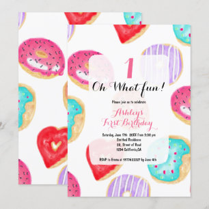 Convite Primeiro aniversario de diversão do padrão de aqua