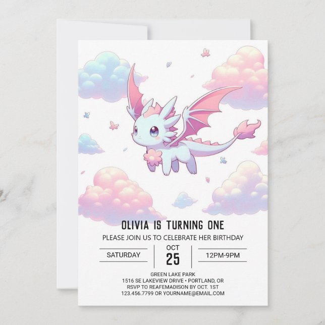 Convite Primeiro aniversario de dragão (Frente)