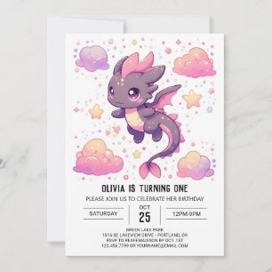 Convite Primeiro aniversario de dragão doce