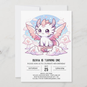 Convite Primeiro aniversario de Dragão Encantado Doce