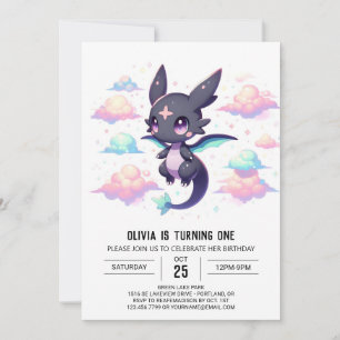 Convite Primeiro aniversario de Dragão Moderno Elegante