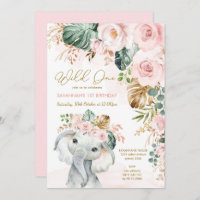 Primeiro aniversario de Elefante Tropical Rosa-Blu