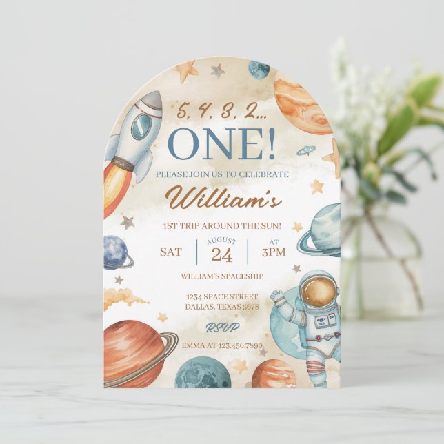 Convite Primeiro aniversario de espaço (Em pé/Frente)