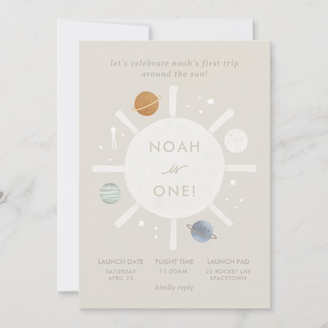 Convite primeiro aniversario de Espaço Sun "Primeira Viage (Frente)