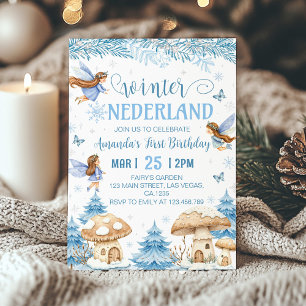 Convite Primeiro aniversario de fada de inverno Onederland