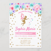 Primeiro aniversario de fada - Dourado Rosa-Teto-R