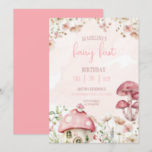 Convite Primeiro Aniversário de Fada Floresta Aquarela Cog