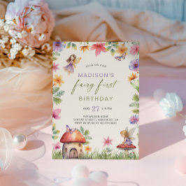 Convite Primeiro Aniversário de Fada Floresta Encantada Me